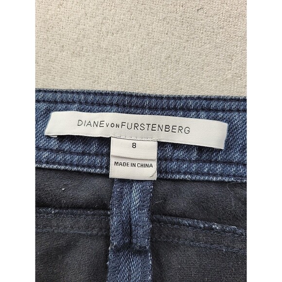 Diane Von Furstenberg Skinny Jean Lightweight Denim Stretch Women's 8 Side Zip - Picture 5 of 13